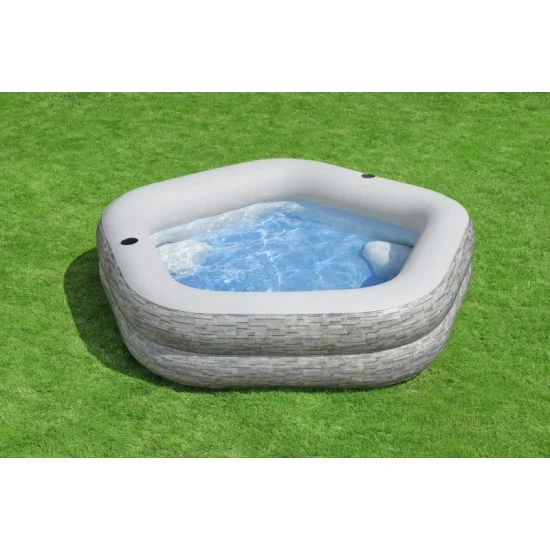 bestway 2.13m x 2.06m x 53cm truprint stone family pool contents 1 pool repair patch age 6